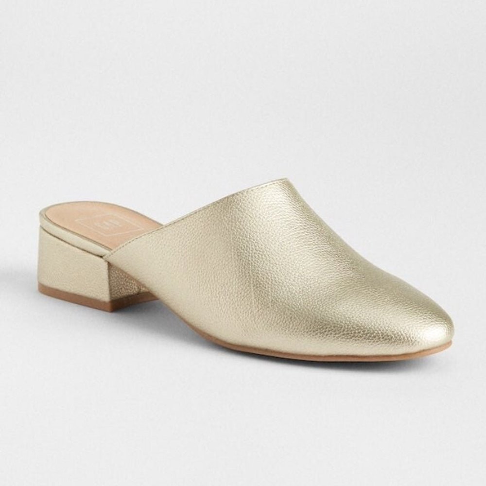 Gap Gold Metallic Mules Low Block Heel (Never worn)